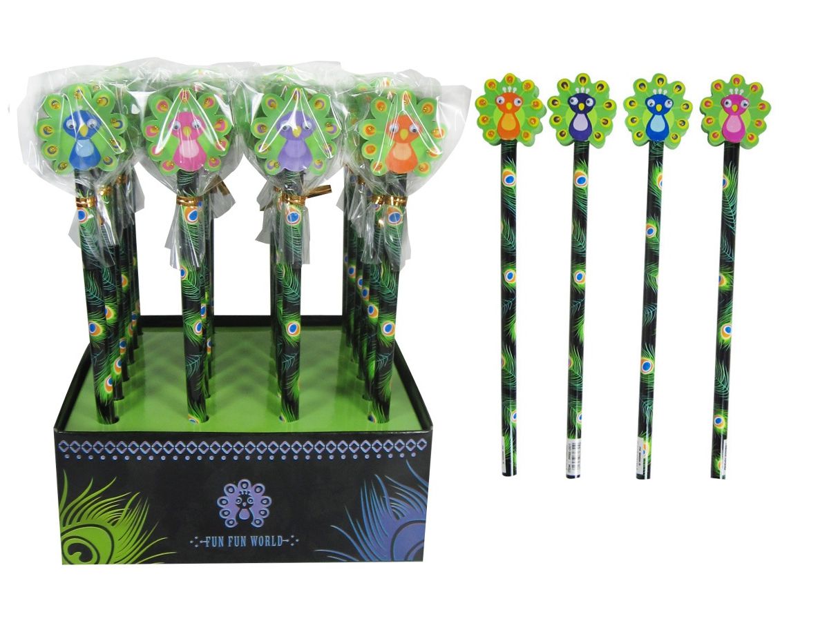 ROOST Bleistift Pfau PFRE-001 Radiergummi, 4 ass. (7612532057327)