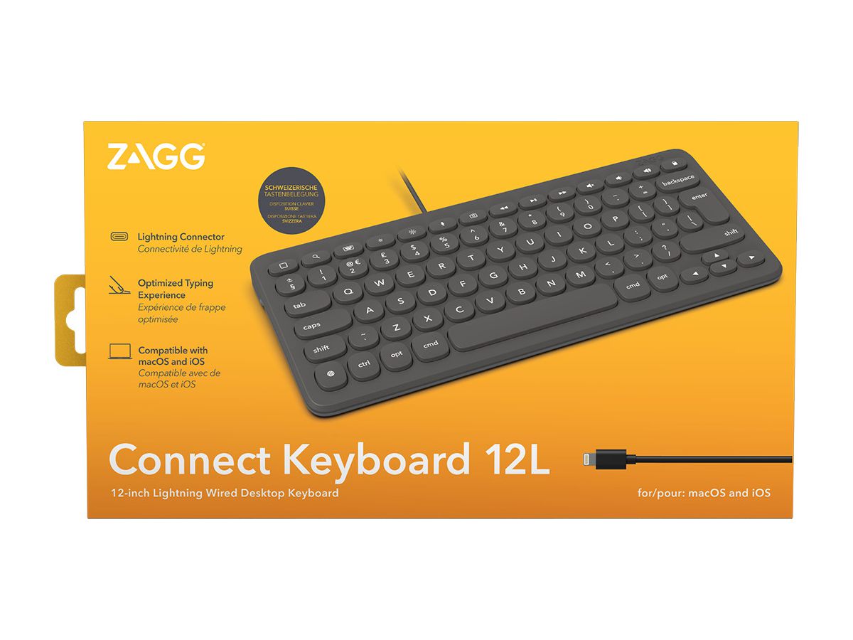ZAGG Keyboard Lightning universal 103211040 for iPad Wired,Charcoal, CH (0840056176867)