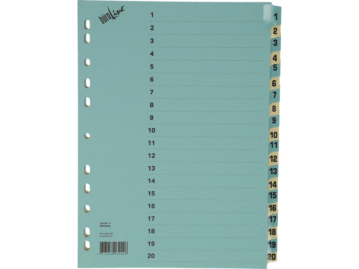 BÜROLINE Répertoire carton A4 40552 bleu/beige 1-20 (7613058039026)