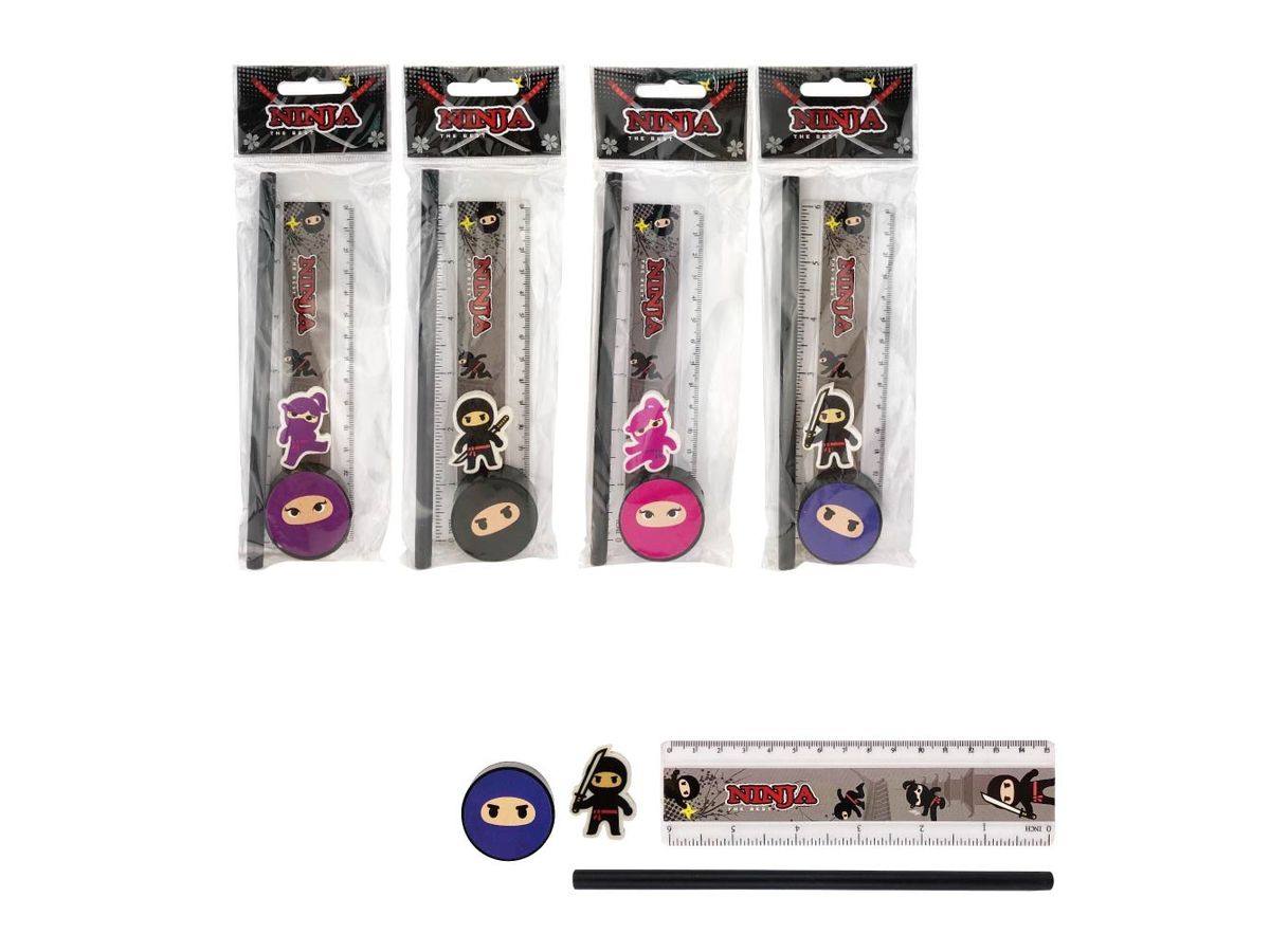 ROOST Schreibset Ninja NAOPP4-001 4-teilig, assortiert (7612532060273)