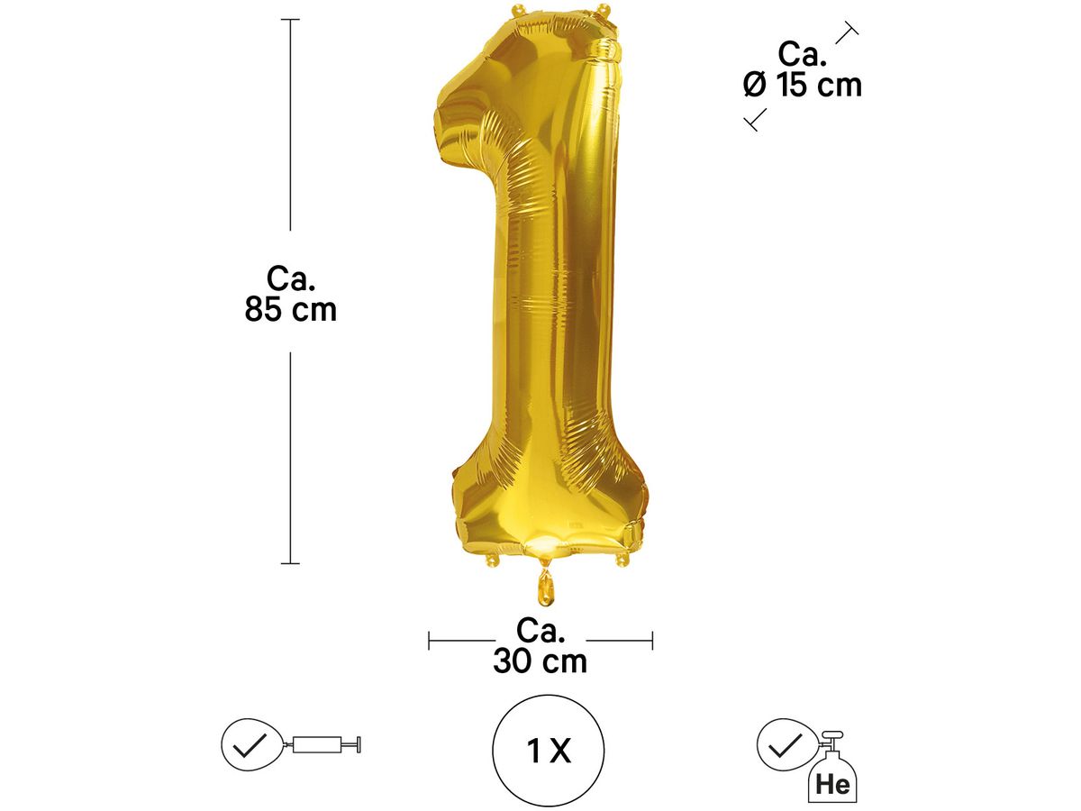 I AM CREATIVE Palloncini in foil no. 1 85cm 1000-1044 oro (7611983246687)