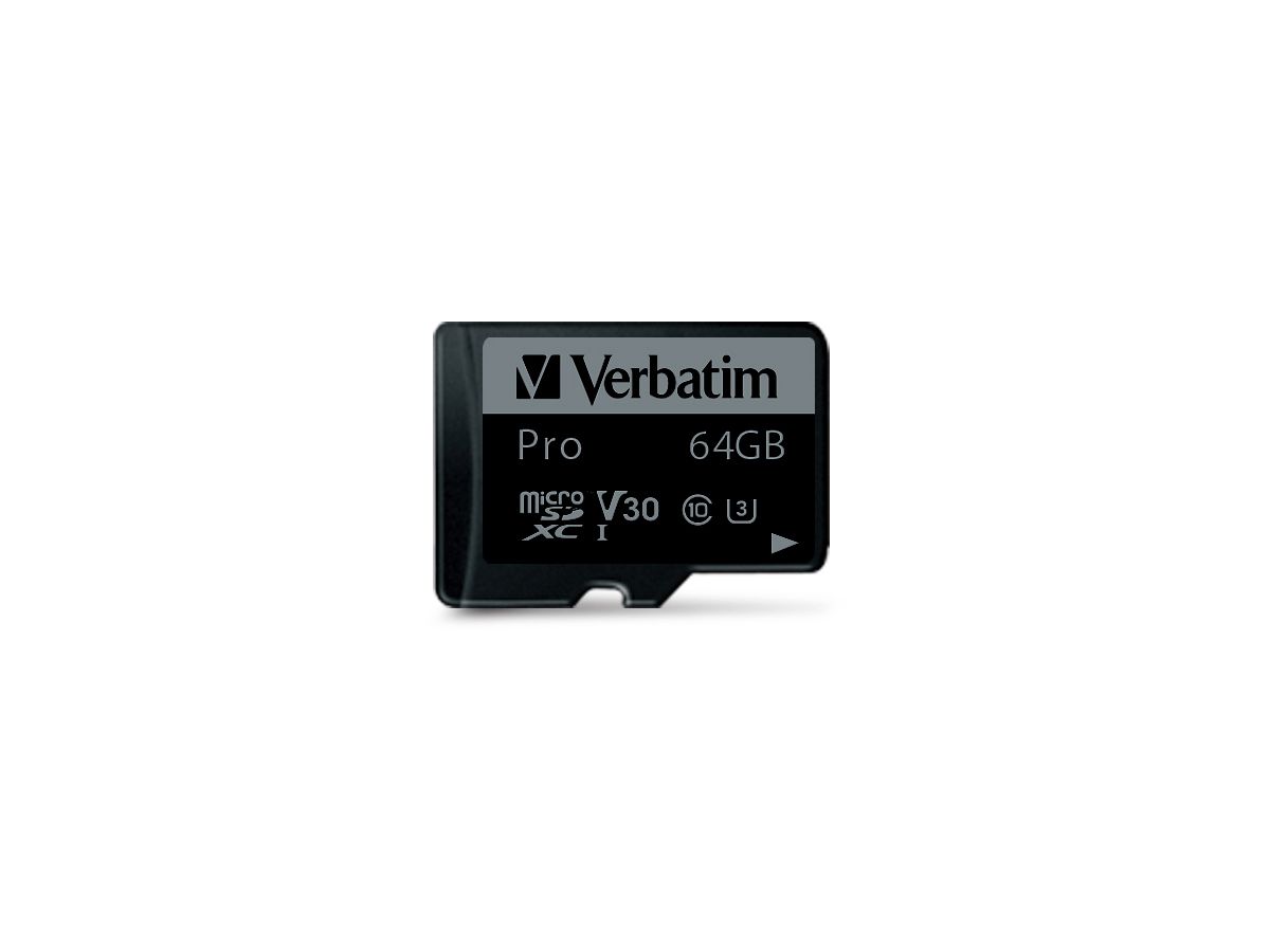 VERBATIM Micro SDXC Pro U3 64GB 47042 Read 90MB/sec. Write 45MB/sec (0023942470427)
