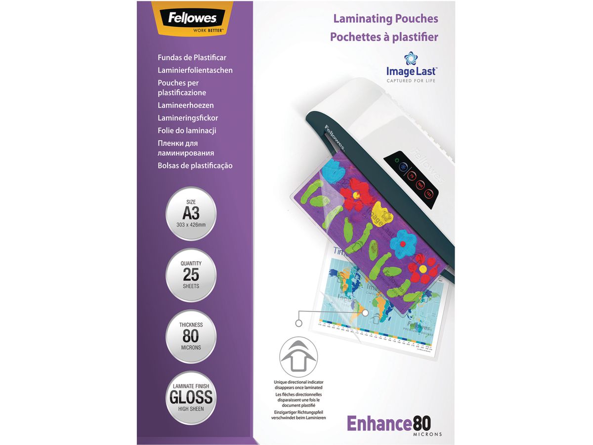 FELLOWES Laminiertasche A3 5396403 glanz, 80my 25 Stk (0077511539640)