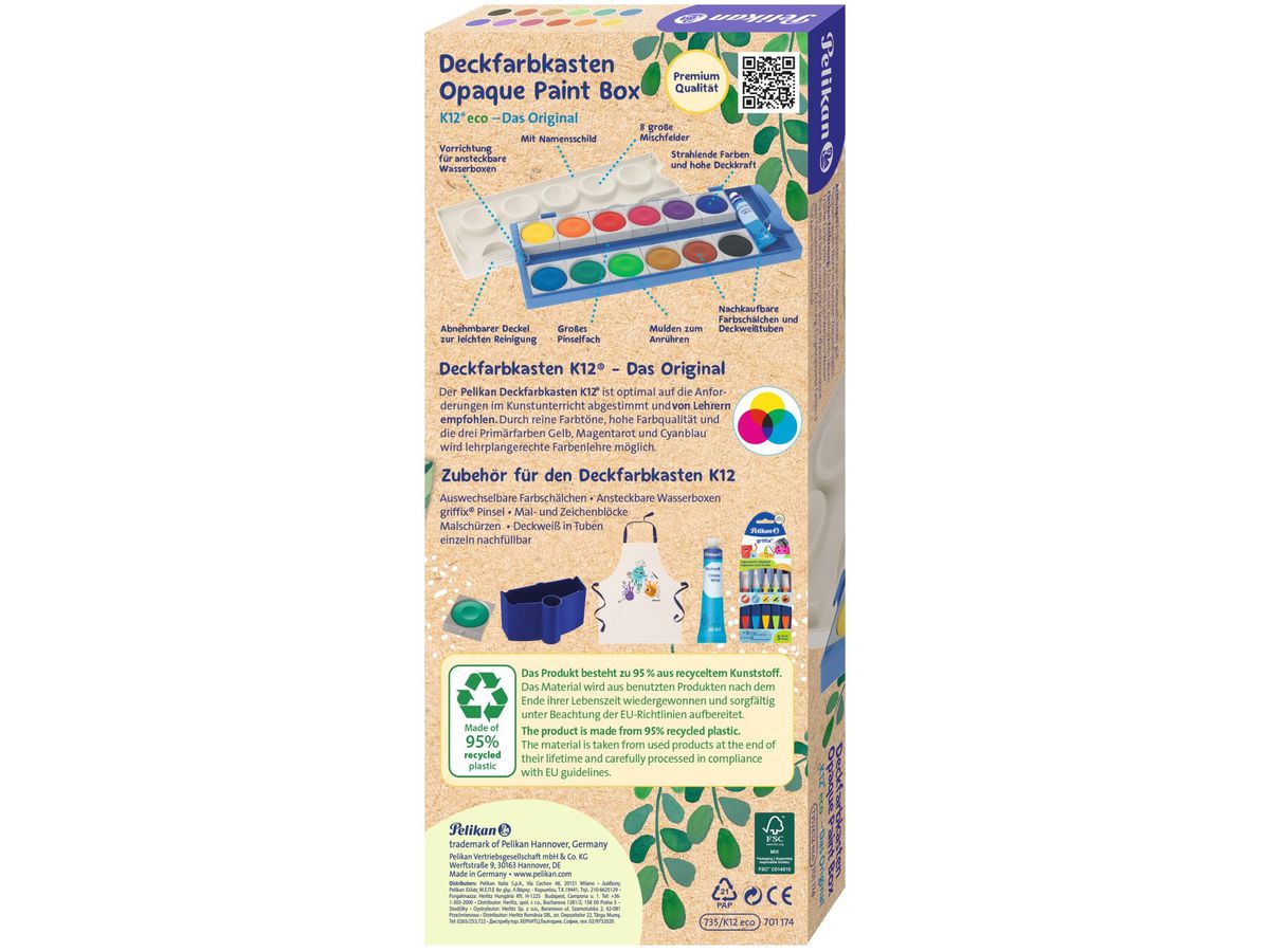 PELIKAN Scatola di vernice K12 eco 701174 12 colori (4012700701176)