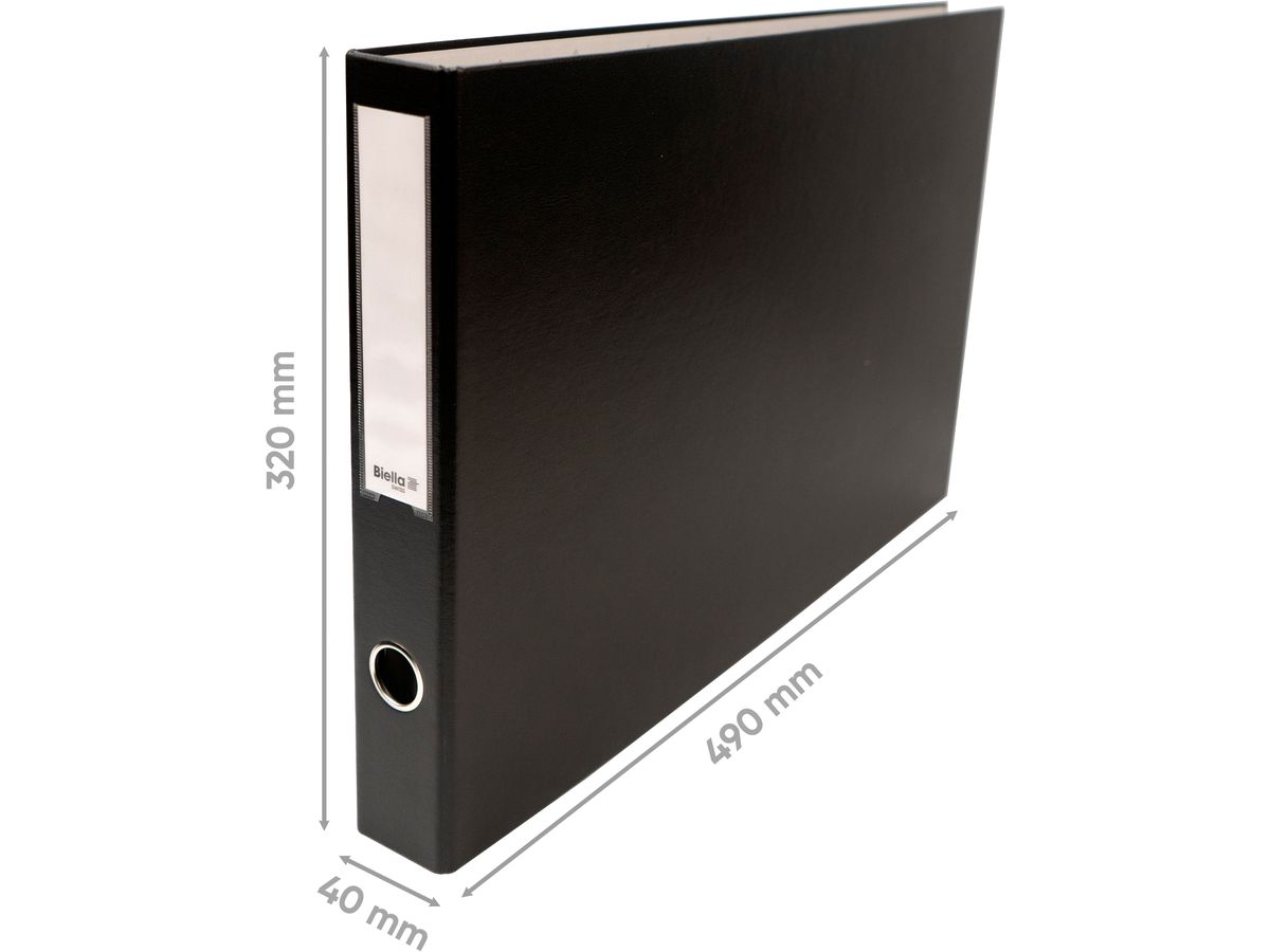 BIELLA Class. ann. Plasti-Quatro 4cm 12735402U noir 4 ann. A3 en travers (7611365202348)