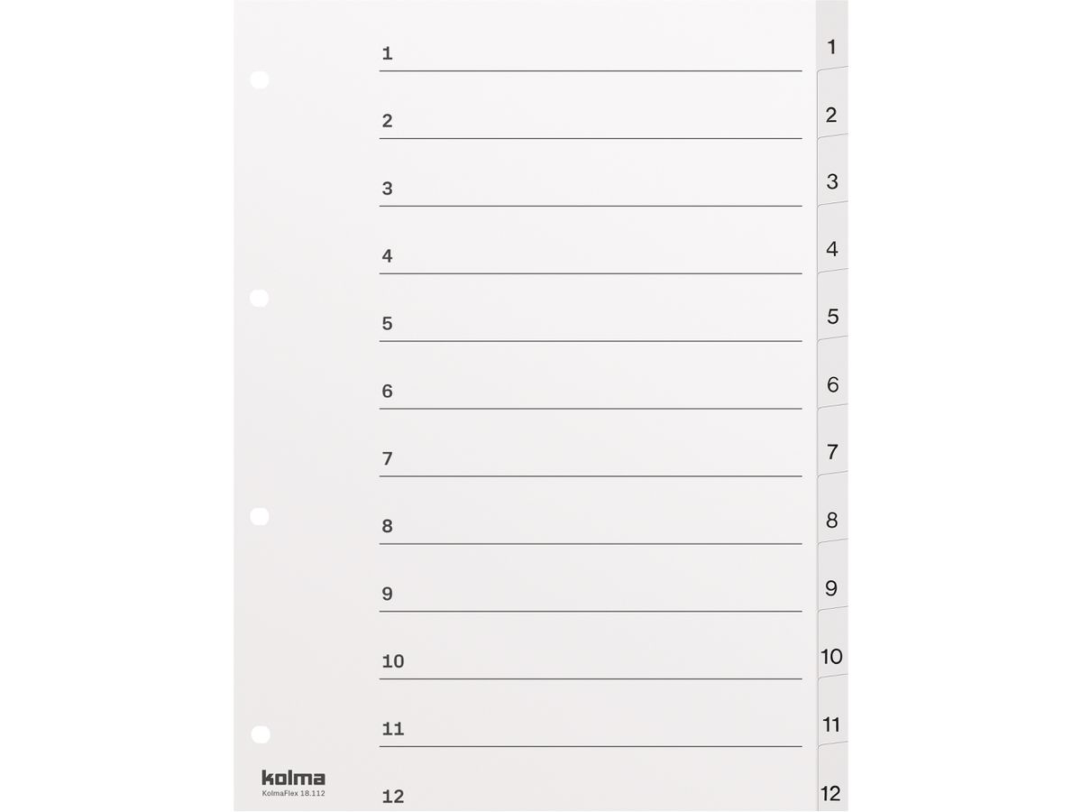 KOLMA Répertoires KolmaFlex A4 18.112.16 blanc 1-12 (7611967180501)