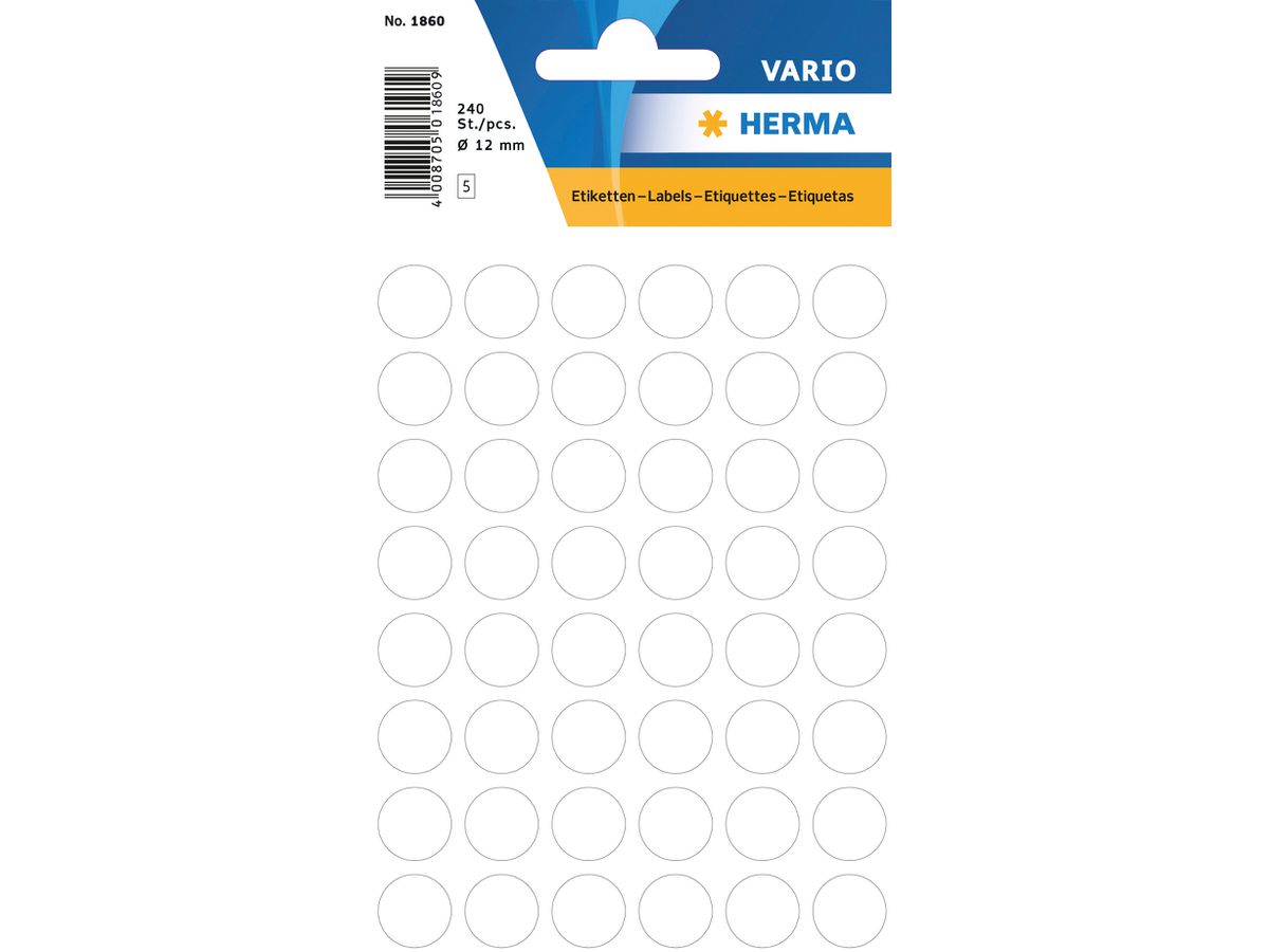 HERMA Markierungspunkte 13mm 1860 weiss 240 Stück (4008705018609)