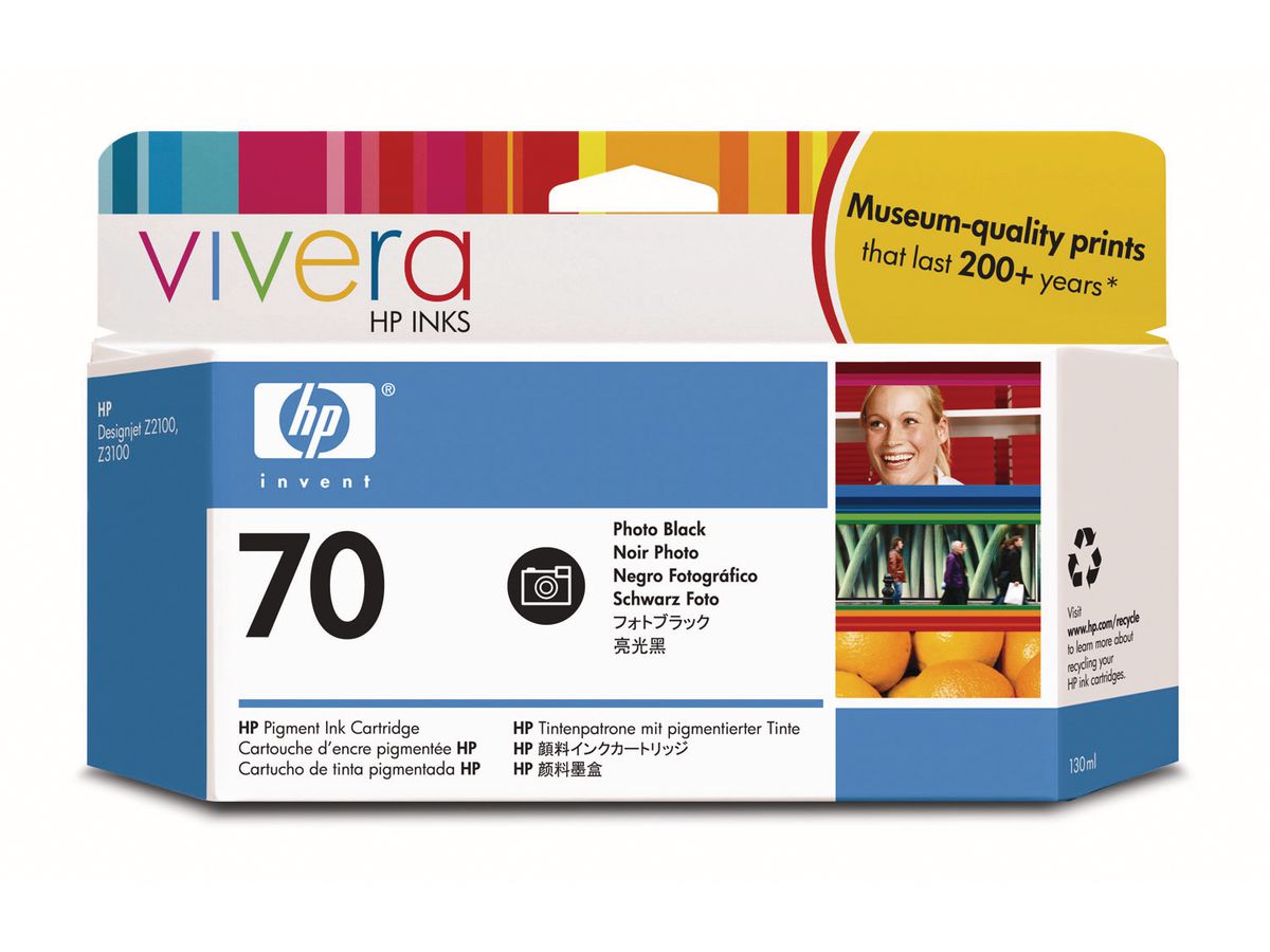 HP Cart. d'encre 70 photo noir C9449A DesignJet Z2100/3100 130ml (0882780528666)