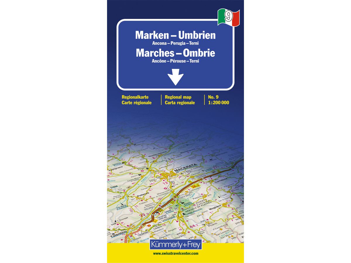 KÜMMERLY+FREY Carta stradale 3-259-01495- Umbrien-Marken 1:200'000 (9783259014790)