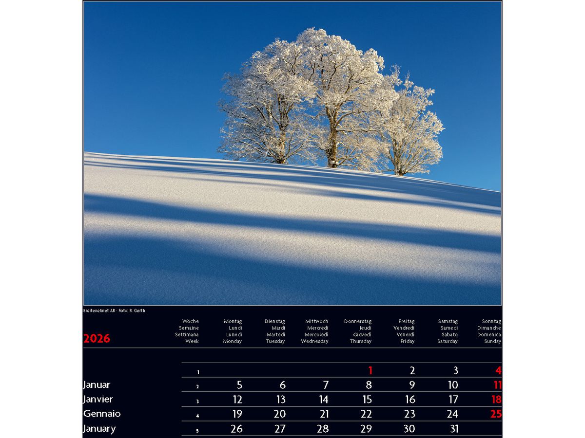 CALENDARIA Bildkalender 2026 9783036205434 Switzerland ML 30x30cm (9783036205434)