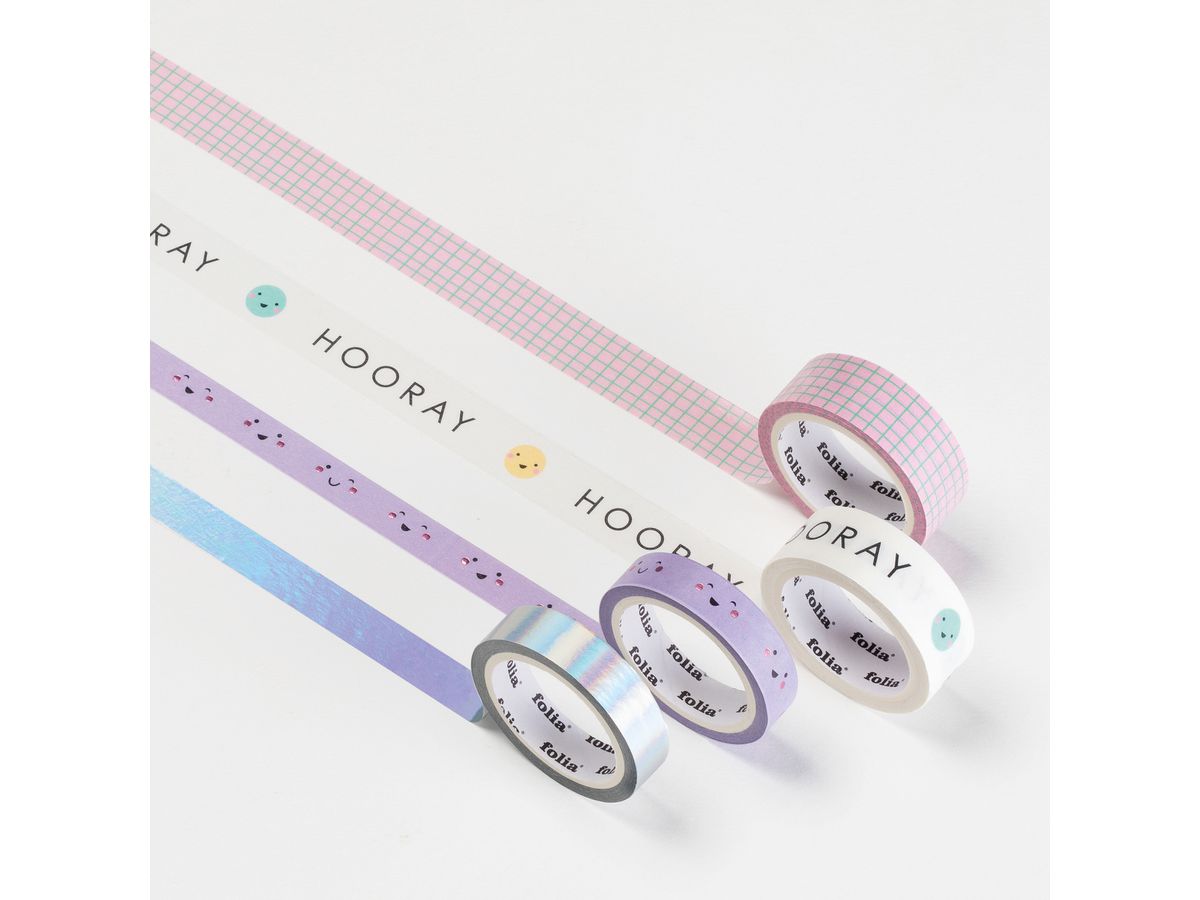FOLIA Washi Tape Set Happy Vibes 26455 Hotfoil 4 pezzi (4001868135312)