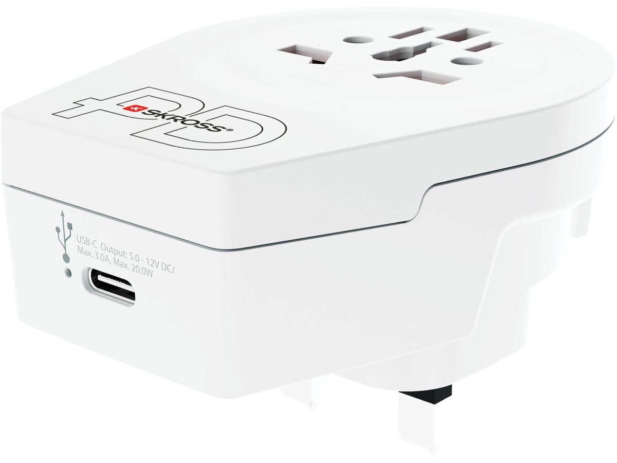 SKROSS Country Travel Adapter 1.500291 World to UK USB C20PD (7640166327424)