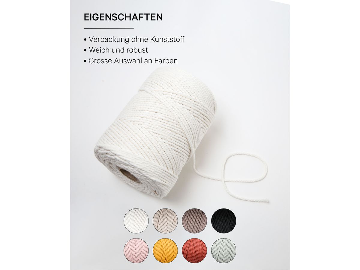 I AM CREATIVE Macrame Rope 6203.02 cream 2mm, 500g (7640415812176)