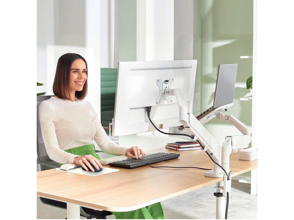 LEITZ Braccio porta monitor Ergo 6538-00-85 Grigio, incl. supporto laptop (4002432134694)