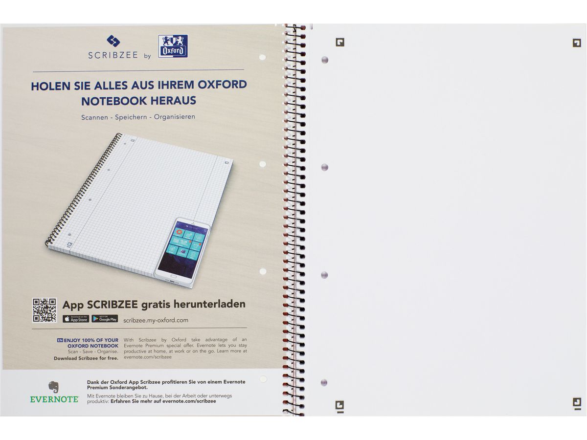 OXFORD Collegeblock A4+ 100050359 in bianco,90g 80 fogli (4006144949751)