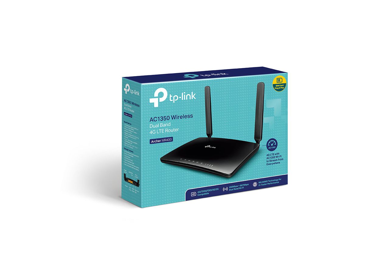 TP-LINK Wireless Dual Band 4GB Ver 3.0 AC1200 Archer MR400 LTE Gateway (6935364080662)