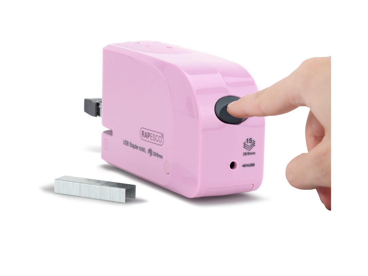 RAPESCO Heftgerät Autom. USB/Batterie 1451 rosa (5018505011235)