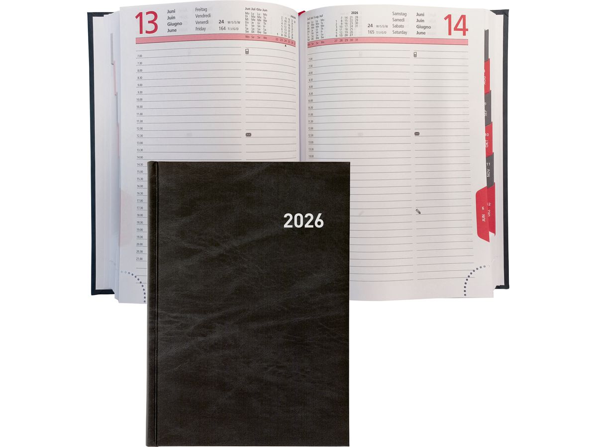 BIELLA Agenda Registra plus 2026 809310020026U 1J/1P noir ML 14.5x20.5cm (7611365524419)