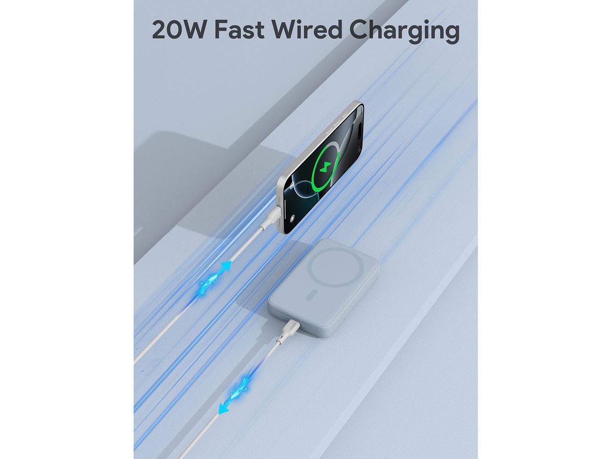 AUKEY MagFusion 10000mAh PB-MS04 BL Powerbank Wireless Blue (0689323789153)