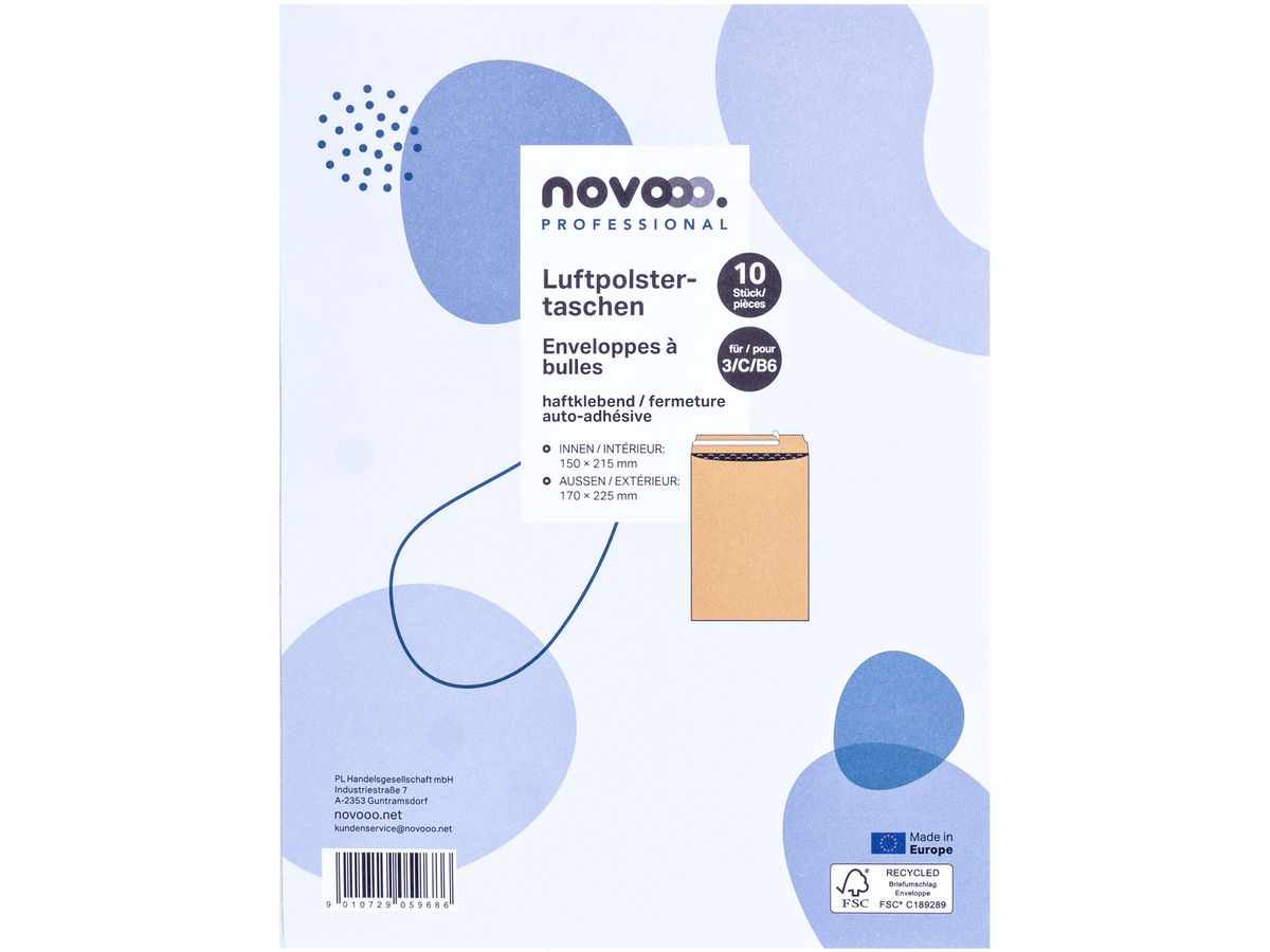 NOVOOO Luftpolstertasche Recycle Gr.3 E-1712122 braun, 170x225mm 10 Stück (9010729059686)