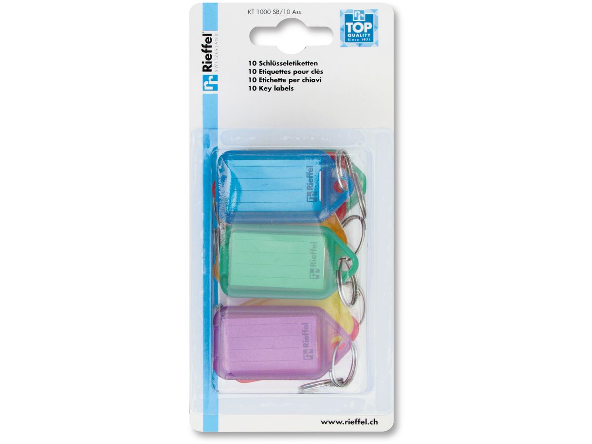 RIEFFEL SWITZERLAND Schlüsseletiketten 38x22mm KT 1000 SB/10 ASS. ass. 10 Stück (7630010410983)