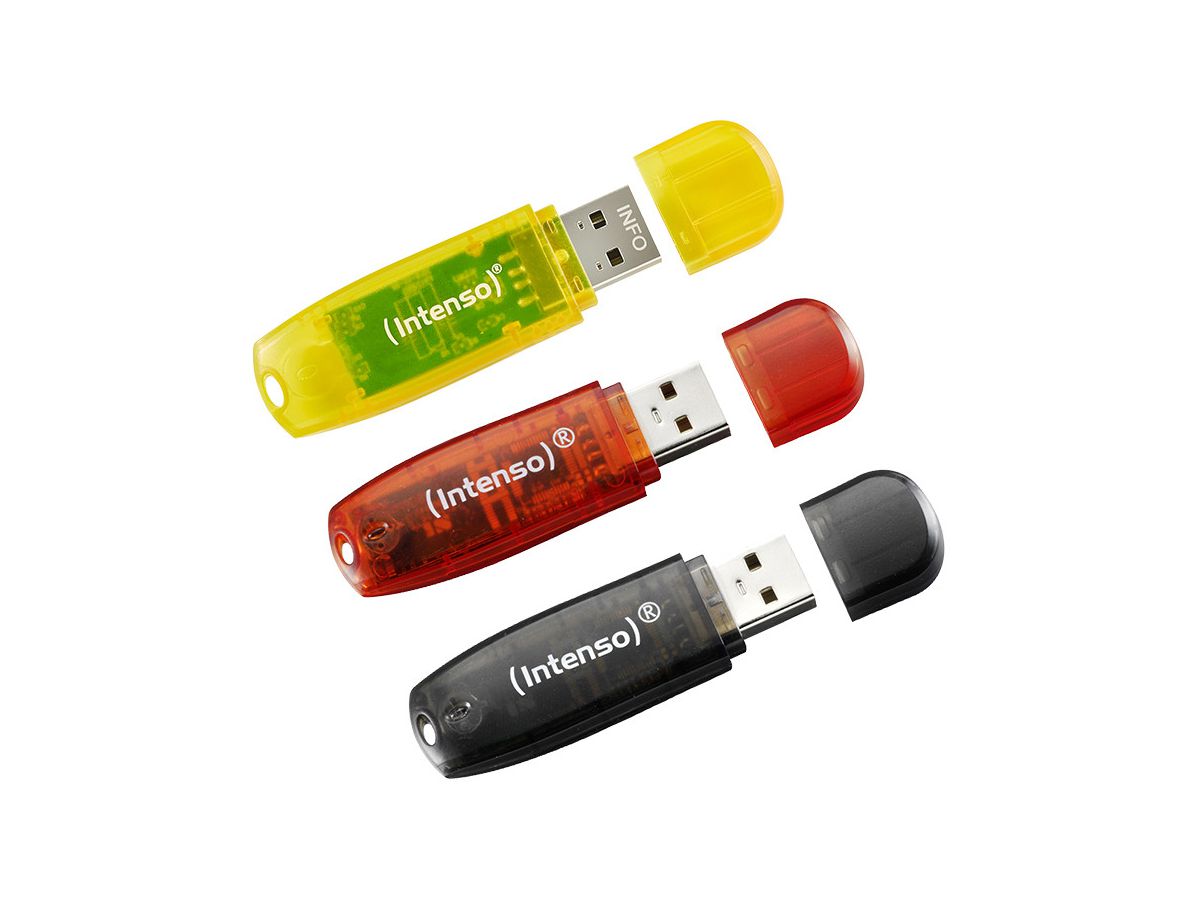 INTENSO USB-Stick Rainbow Line Pack 3502483 3x 32GB yellow, red, black (4034303031924)