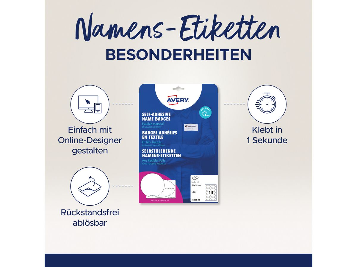 AVERY ZWECKFORM Etichette 85x50mm J4882-20 bianco 20 fogli/200 pezzi (4004182148143)