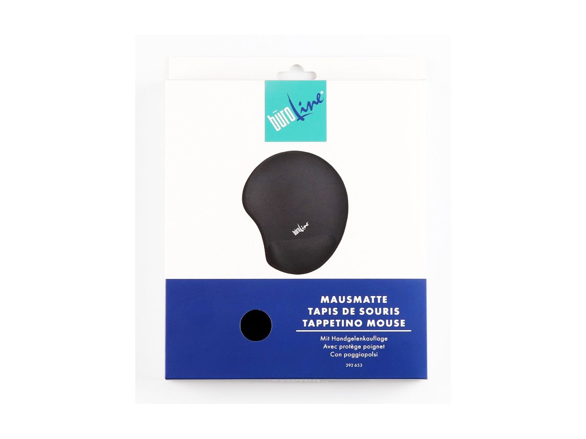 BÜROLINE Tapis de souris 230mmx205mm 392653 noir, avec protège poignet (7612532055378)