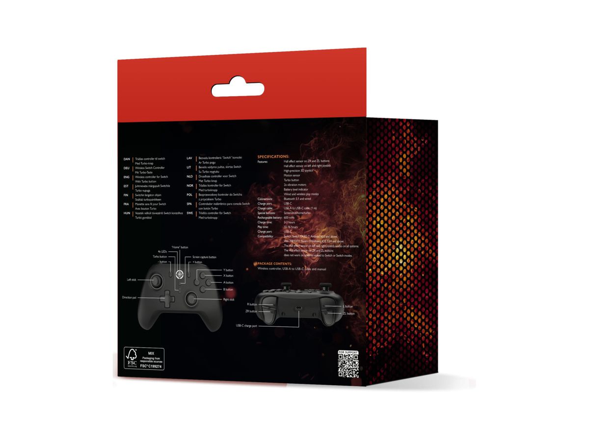 DELTACO GAMING Wireless Controller GAM-179 for Switch, PC,Mobile,Black (7333048066886)