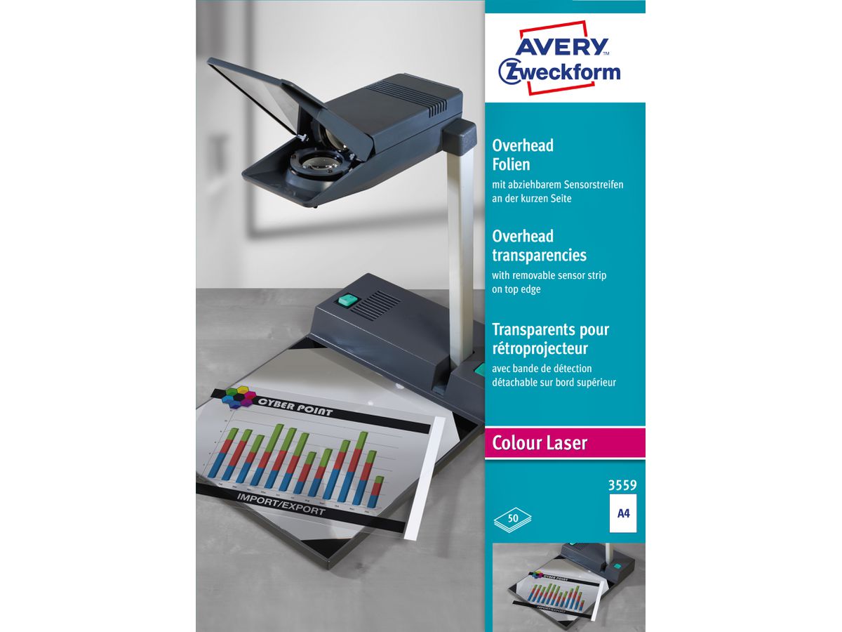 AVERY ZWECKFORM Overhead-Folie A4 3559 0,10mm Laser 50 Blatt (4004182035597)