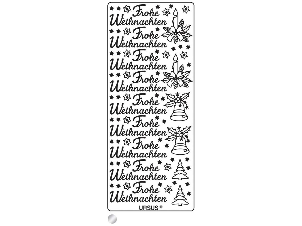 URSUS Creative Sticker 59110058 Frohe Weihnachten argento (4008525646976)
