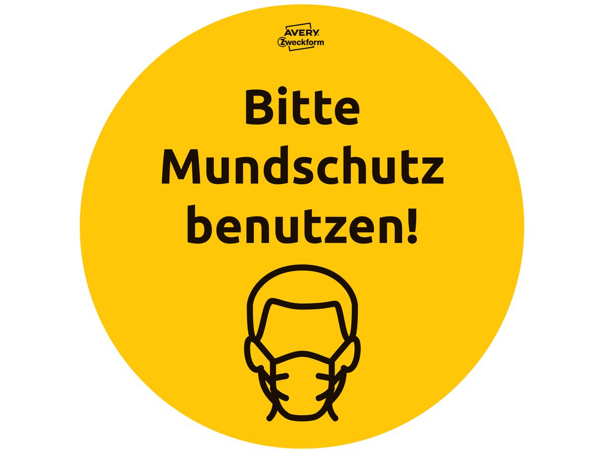 AVERY ZWECKFORM Hinweis-Aufkleber DE 20cm 49404 Mundschutz 12 Stück (4004182494042)
