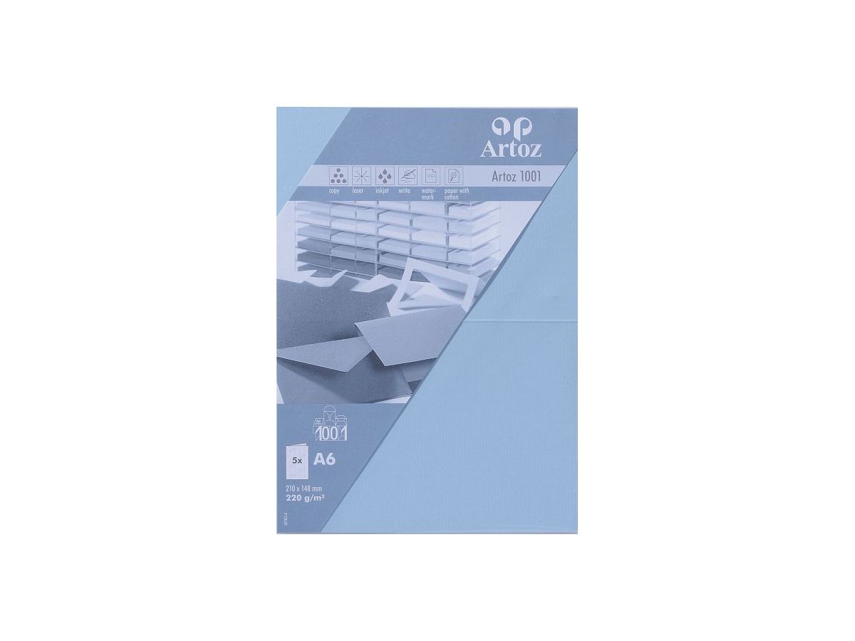 ARTOZ Cartes 1001 A6 107322264 220g, bleu pastel 5 feuilles (7612450247893)