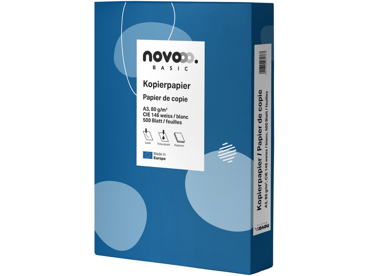 NOVOOO Kopierpapier Basic A3 641910 weiss, 80g 500 Blatt (9010729031767)