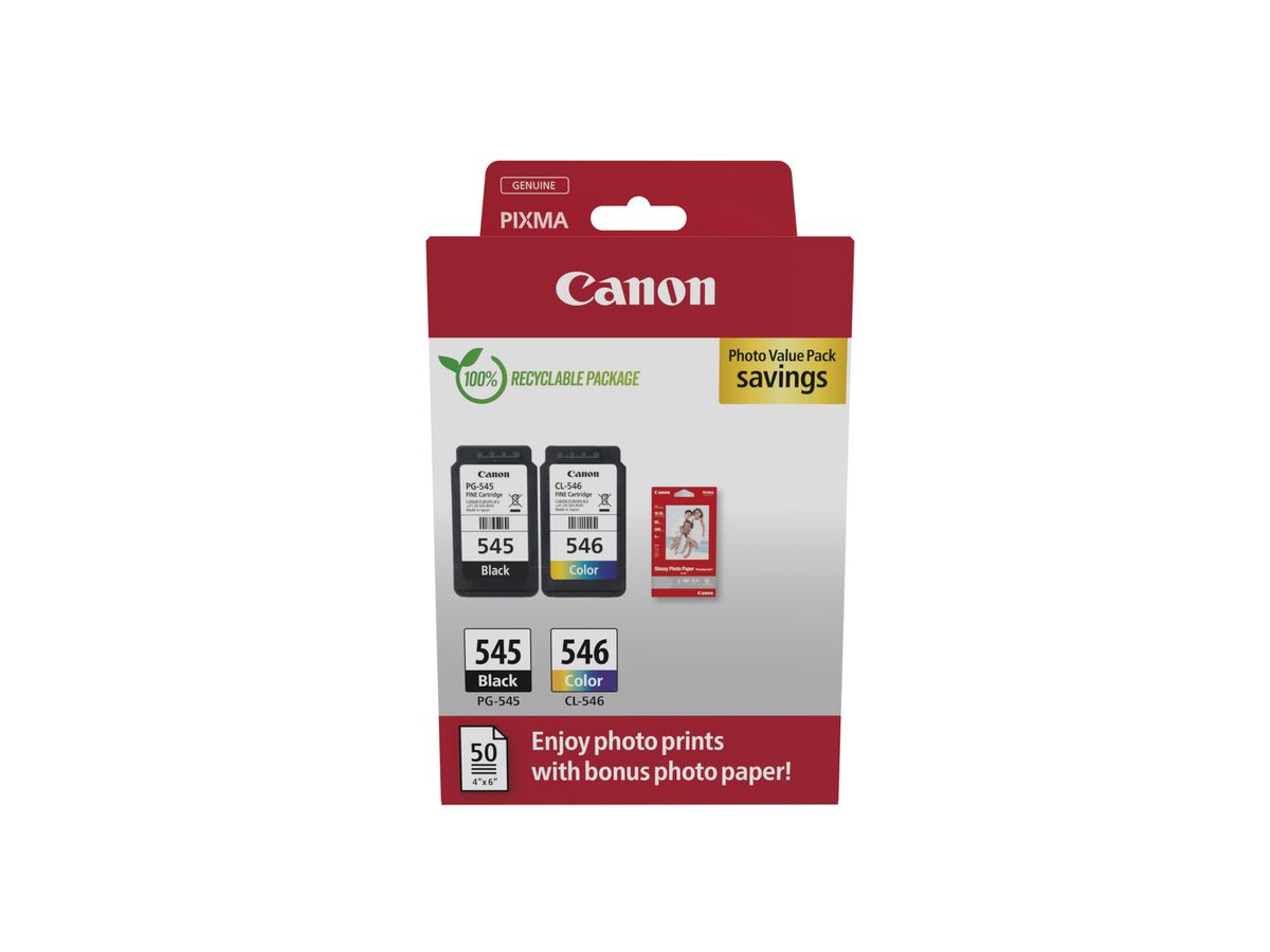CANON Photo ValuePack schwarz/color PGCL545/6 PIXMA iP2850 8/9ml (8714574680002)