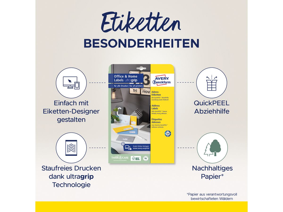AVERY ZWECKFORM Etiketten 143.5x199.6mm 7168-10 weiss, perm. 10 Blatt/2 Stk. (4004182371688)