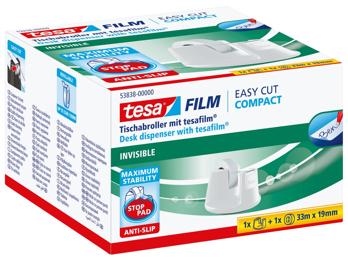 TESA Tischabroller EasyCut 19mmx33m 538380000 weiss (4042448261113)