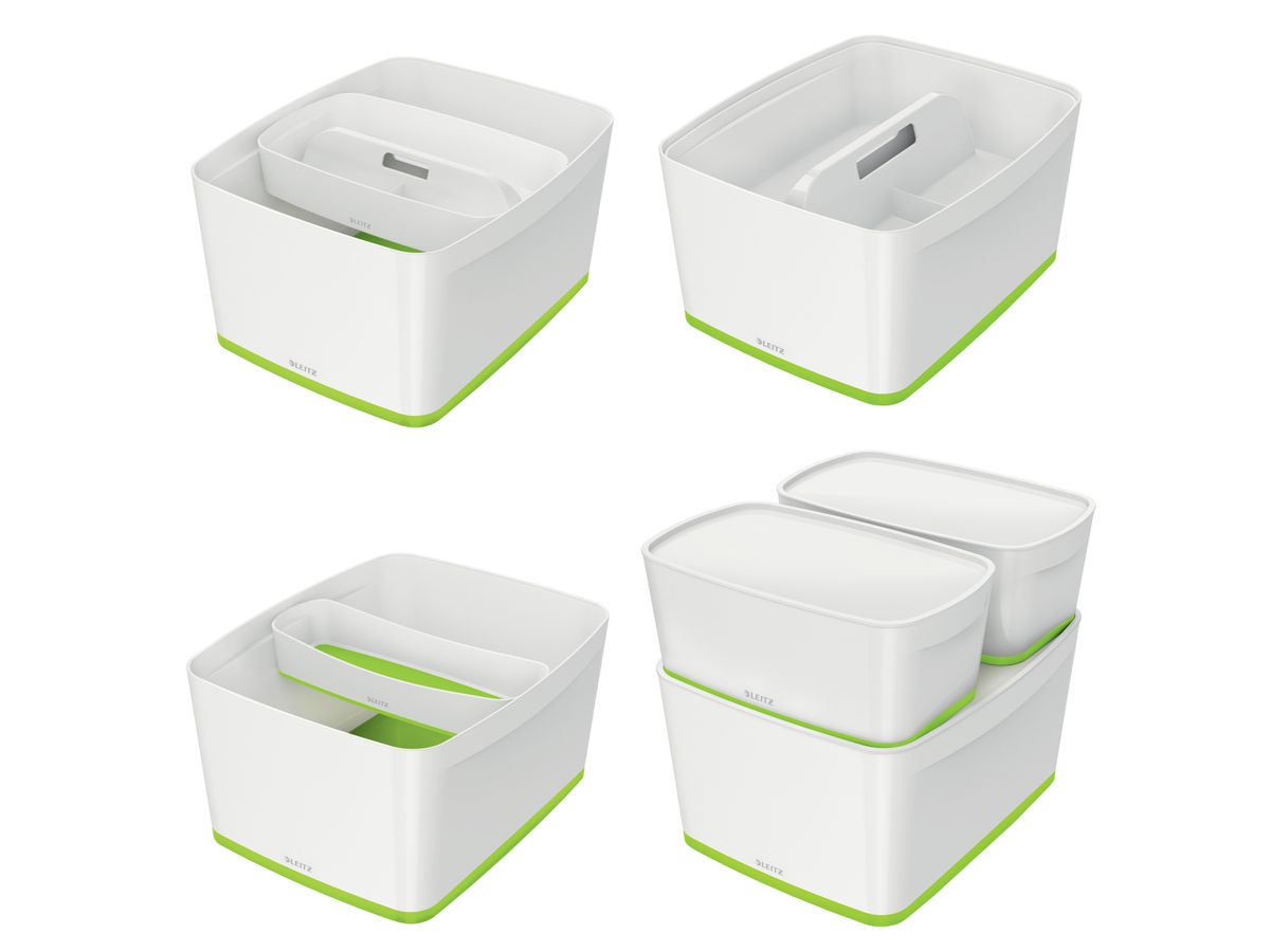 LEITZ MyBox Gross, mit Deckel 18lt 52161054 weiss/grün (4002432123599)