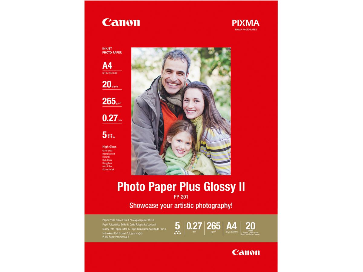 CANON Photo Paper Plus 265g A4 PP201A4 InkJet glossy II 20 Blatt (4960999537269)