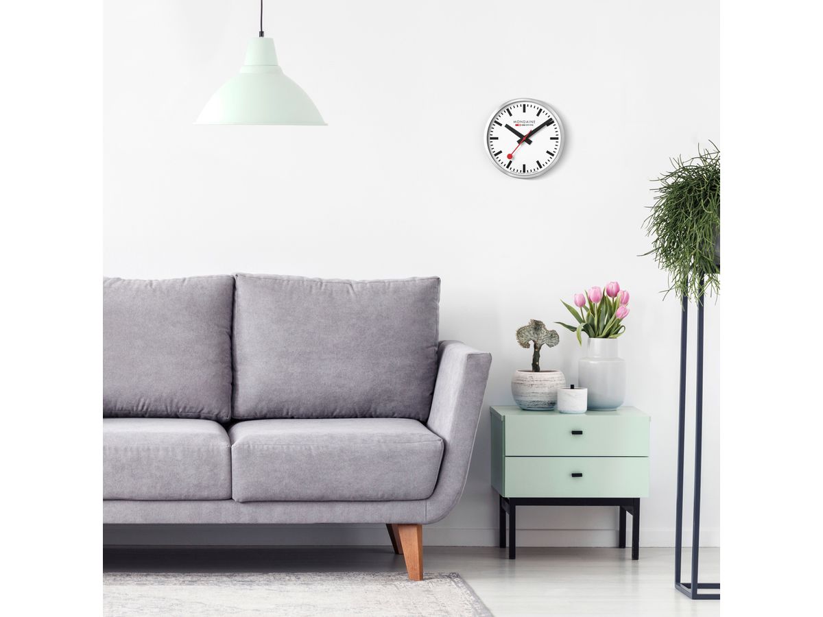 MONDAINE Wanduhr 250mm A990.16SBB weiss/schwarz (7611382001221)