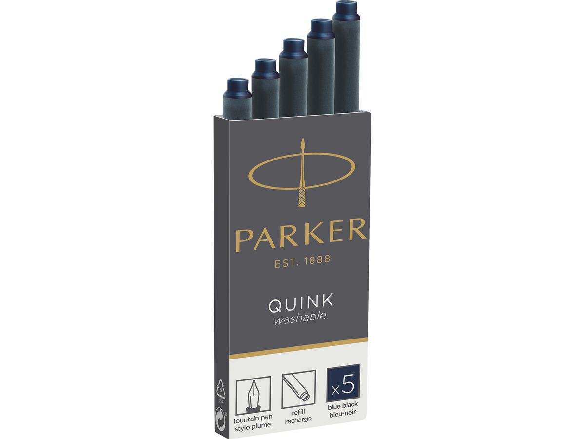 PARKER Tintenpatrone Quink Z 44 1950385 schwarz-blau 5 Stück (3501179503851)