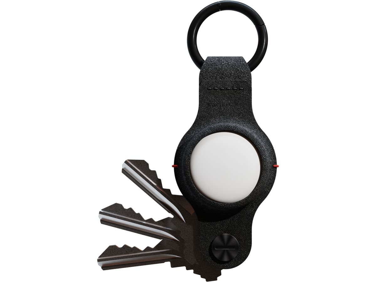 KEYSMART Air Vegan Leather Compact KS040 Key Holder for AirTag, Black (0810024052998)
