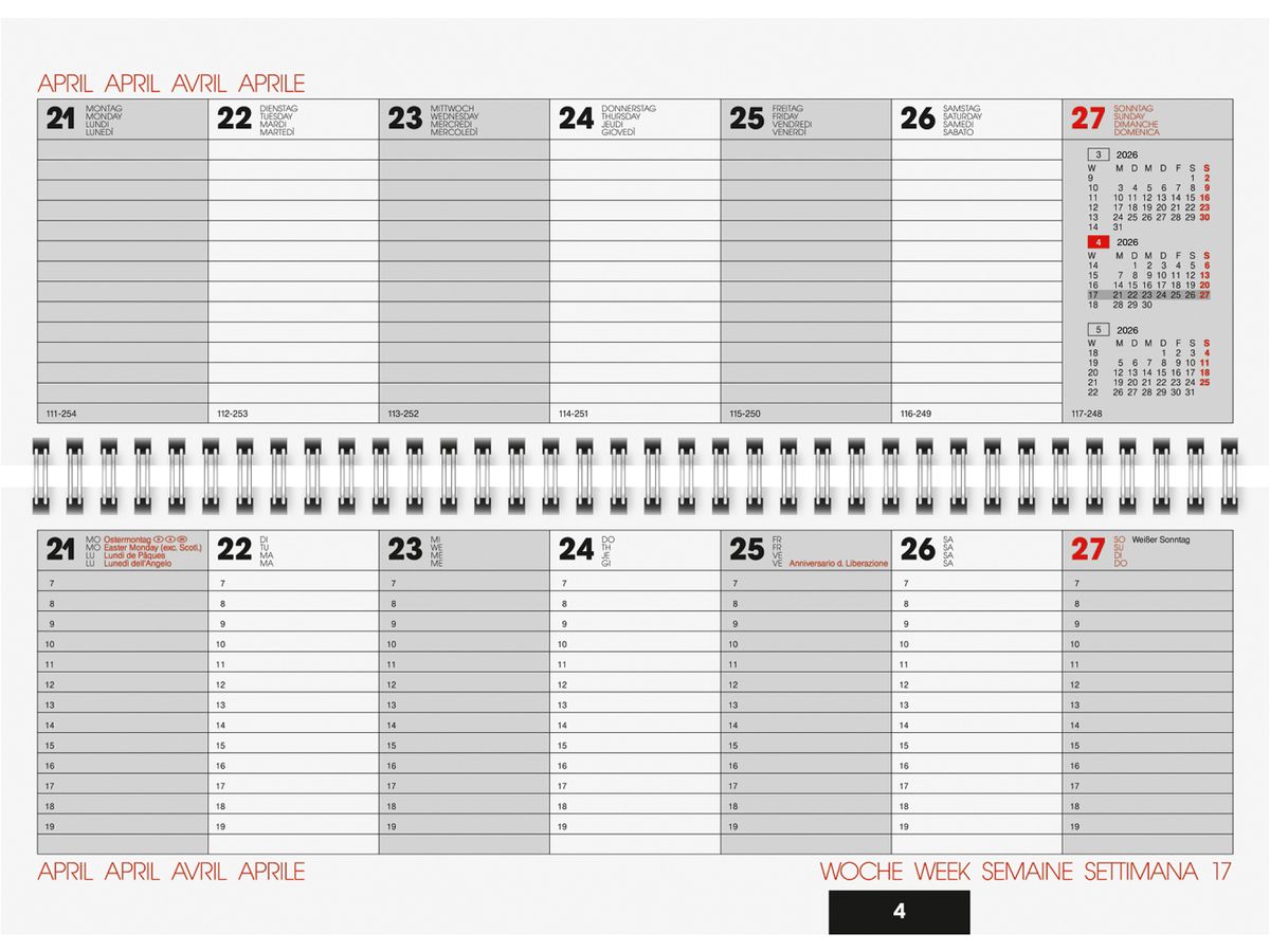 BIELLA Agenda Colorful 2026 888377400026U 1S/2P rosa ML 29.7x10.5cm (7611365527908)