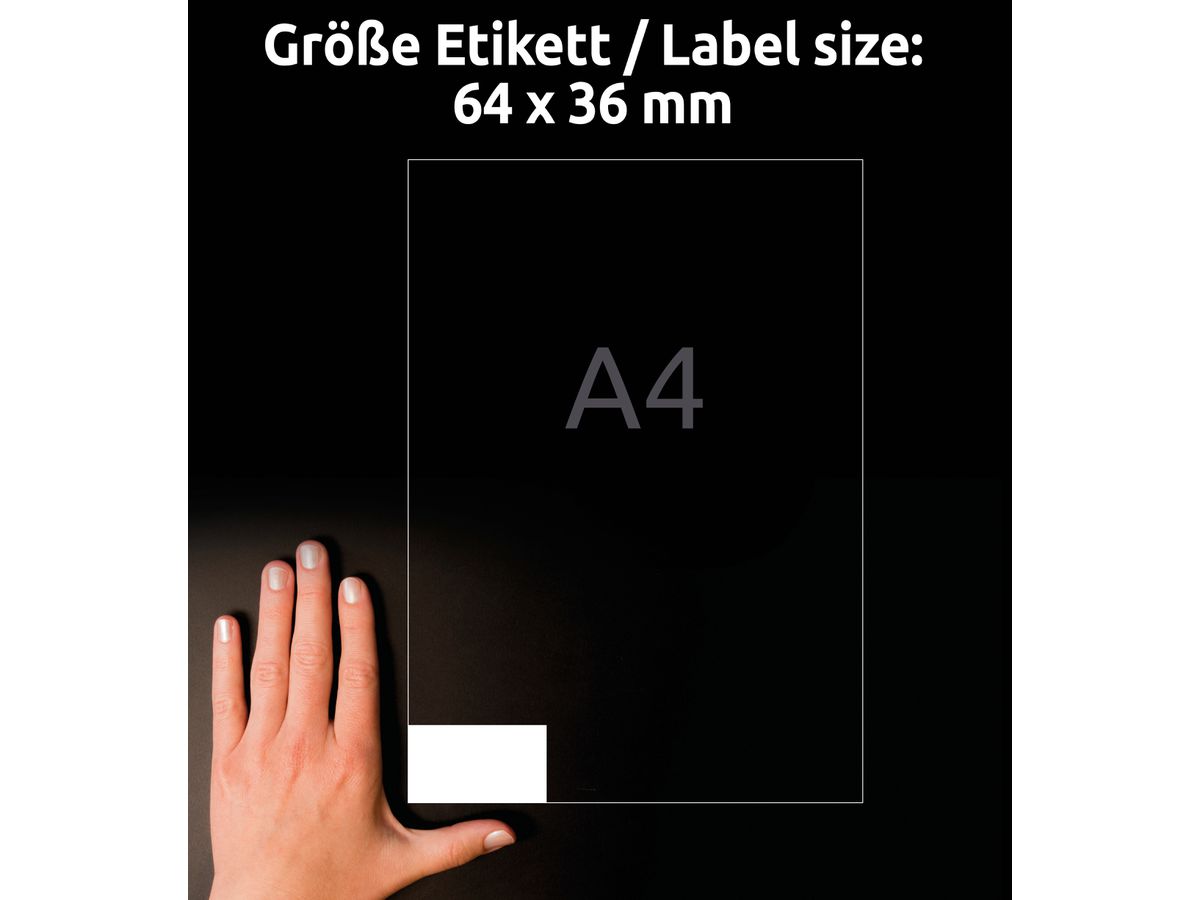 AVERY ZWECKFORM Etiquettes 64x36mm 3670 blanc 2100 pcs./100 flls. (4004182036709)
