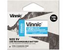 VINNIC USB Rech. Batt. 9V Type-C VPRB-UC9V-1PC 550mAh,Case,1pcs. (4898338020410)