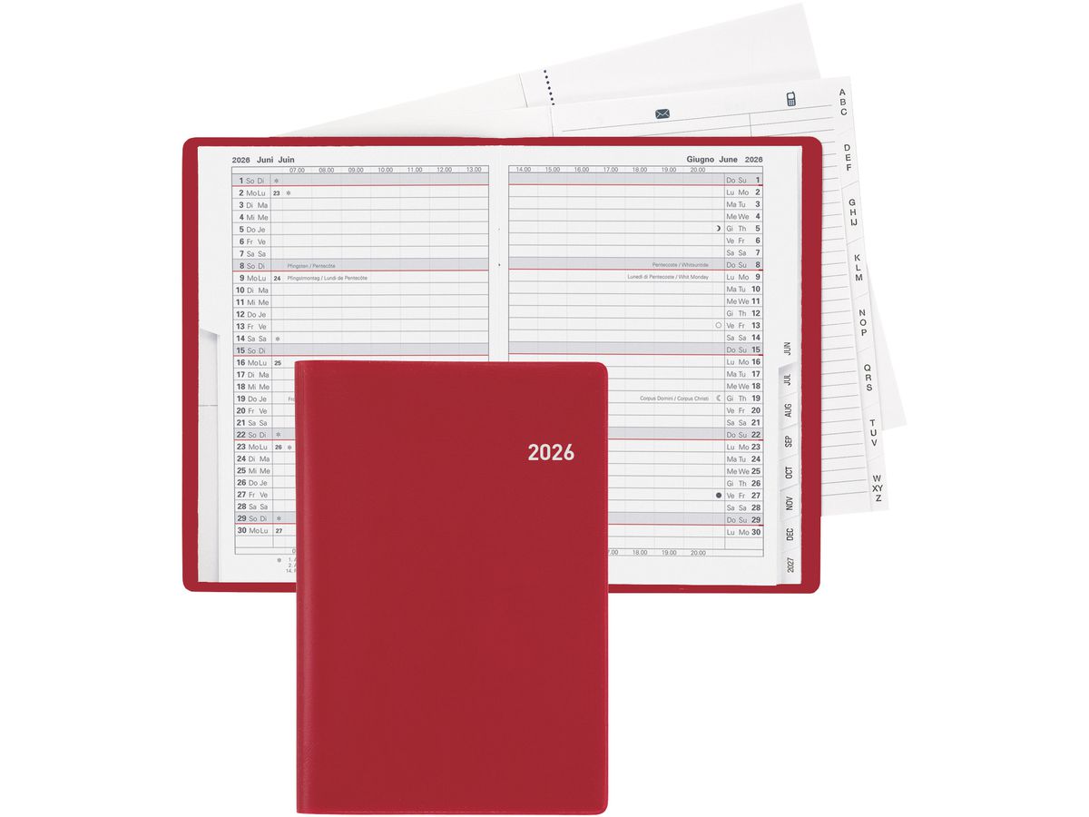 BIELLA Planer Istanbul 2026 855612470026U 1M/2S weinrot ML 10.6x15.3cm (7611365527045)