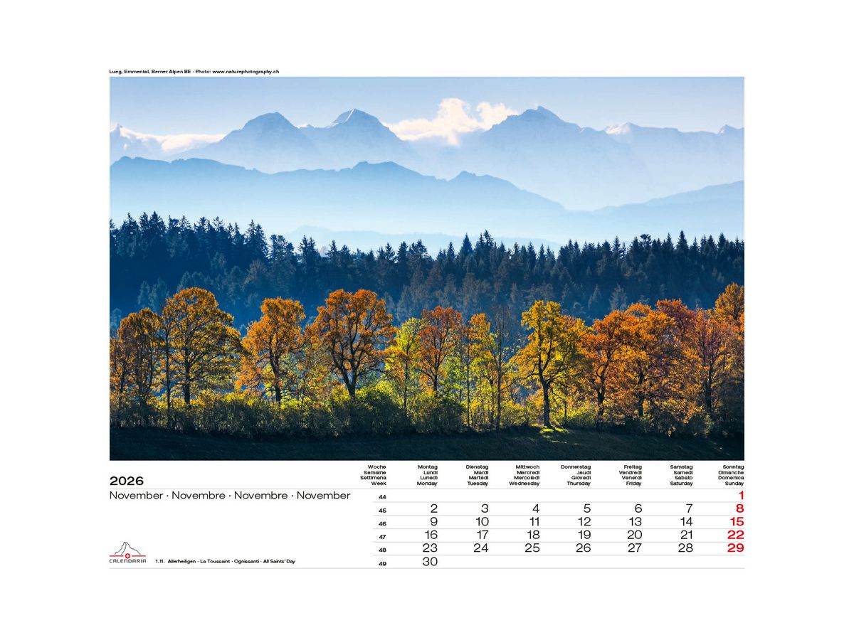 CALENDARIA Calendario 2026 9783036205083 Swiss Panorama ML 40x31cm (9783036205083)