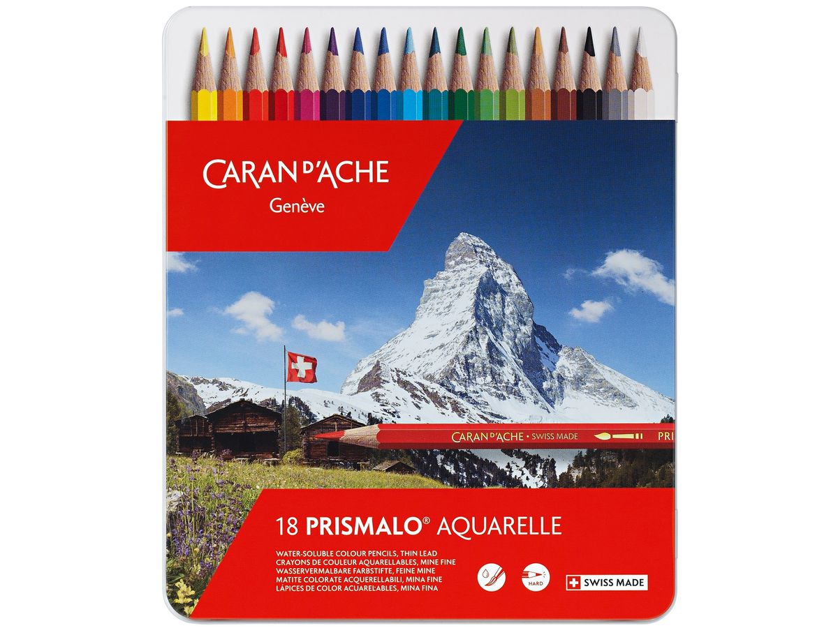 CARAN D'ACHE Farbstifte Prismalo 3mm 999.318 ass. in Metallsch. 18 Stück (7610186013188)