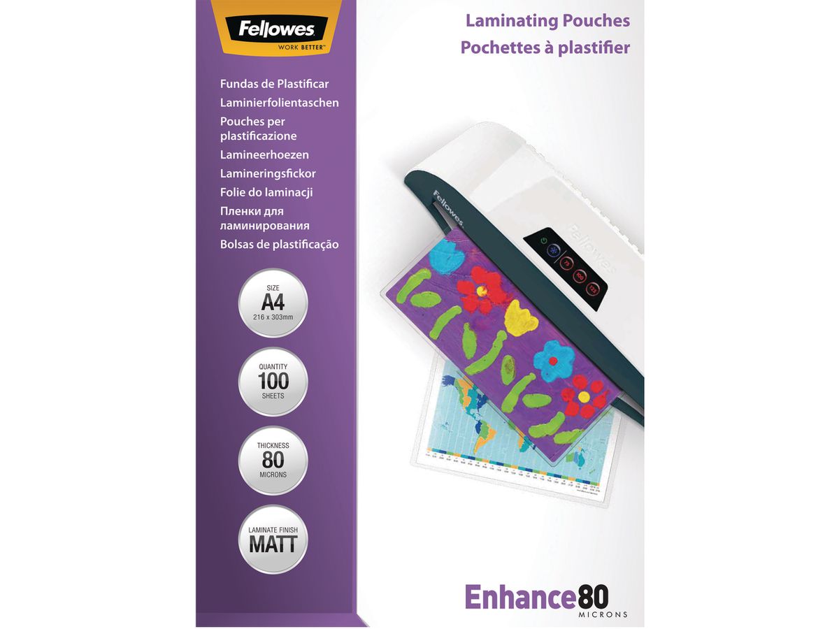 FELLOWES Laminiertasche A4 5452103 matt, 80my 100 Stk (0043859522330)