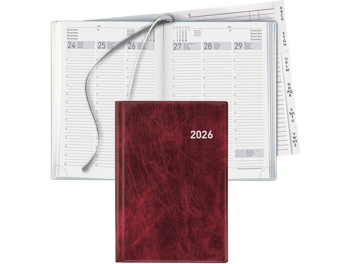 BIELLA Geschäftsagenda Terminia 2026 817535470026U 1W/2S weinrot ML 14.5x20.5cm (7611365524815)